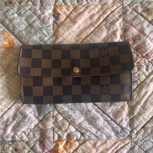 Louis Vuitton Damier Ebene Pattern Coated Canvas Sarah Wallet